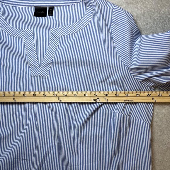 Rafaella Cotton Top Size 1X‎ Embroidered Nautical Stipe French Blue Cottagecore - Picture 9 of 9